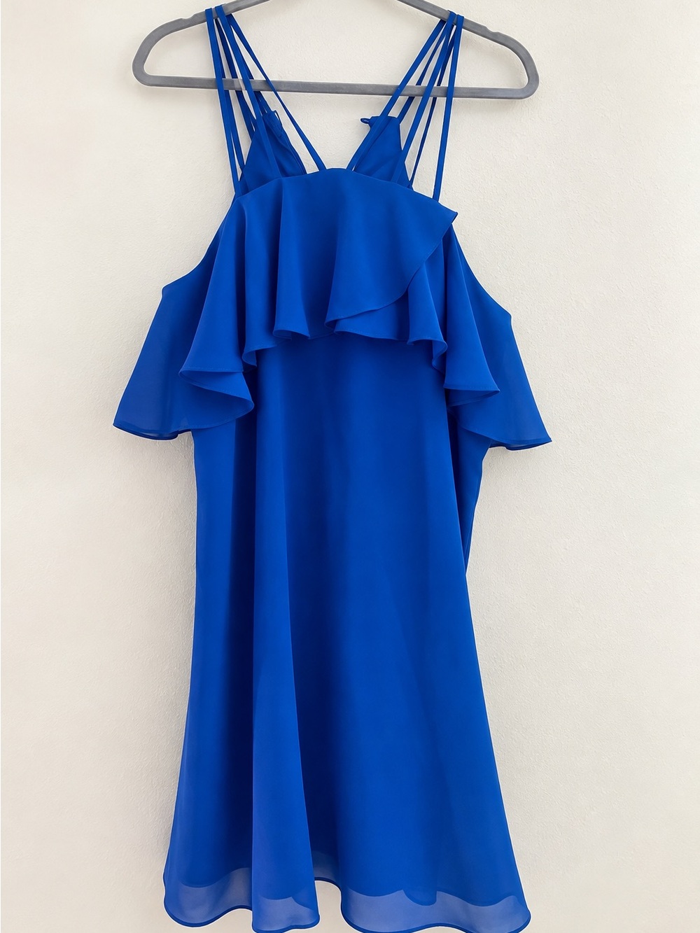 Gianni Bini Royal Blue Ruffle Strappy Dress Size XS Cold Shoulder Party Cocktail